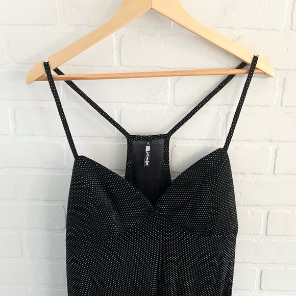 Vintage Y2K Babydoll tank top racer back Metallic polka dot Dark Fairy Grunge XL - Picture 5 of 11